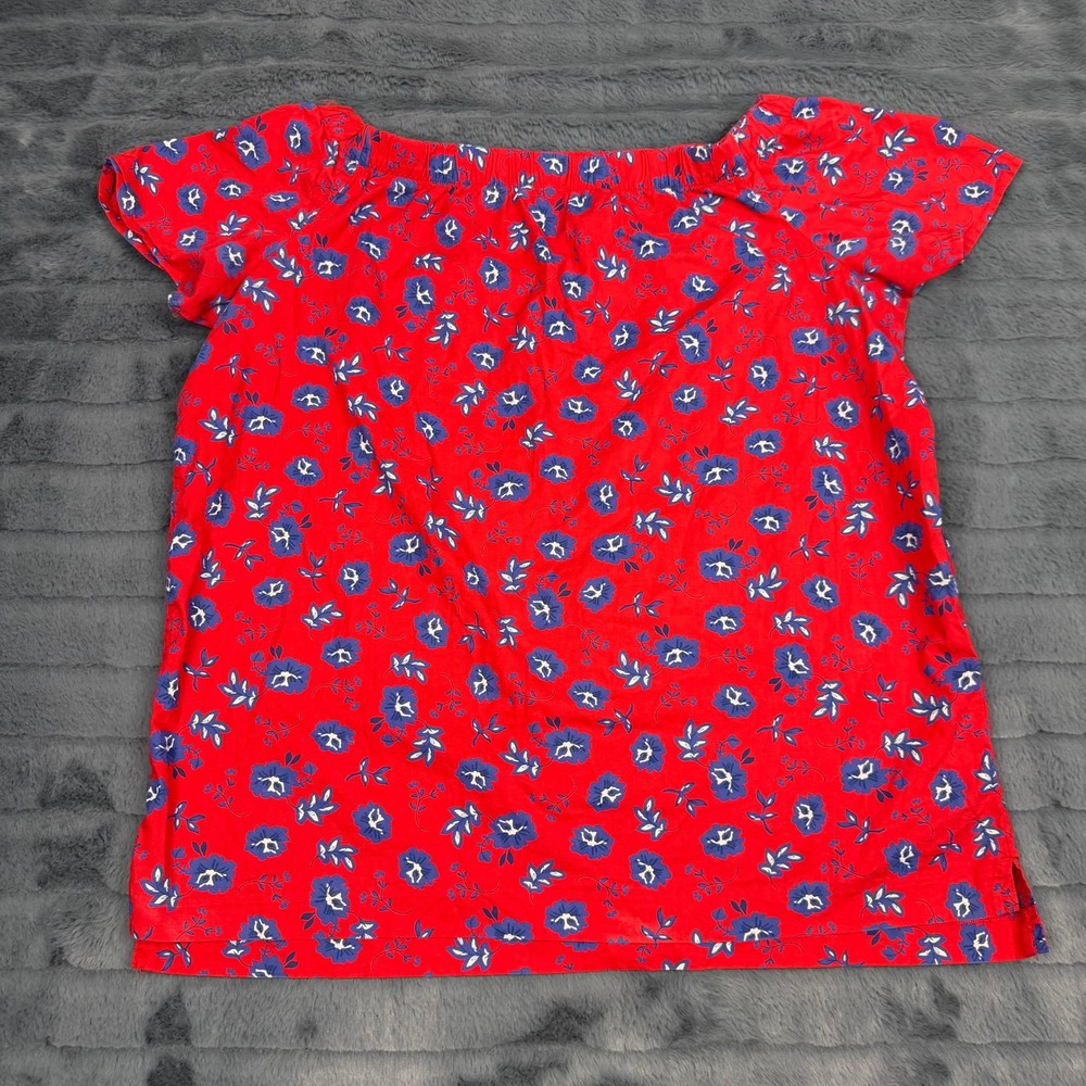 Banana Republic Red Floral Off The Shoulder Cotton Blouse Top Small 15279
